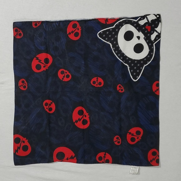 VTG Hot Topic Skelanimals Kit The Cat Square Bandana Scarf Accessory Sz 20"x 20" - Picture 2 of 16